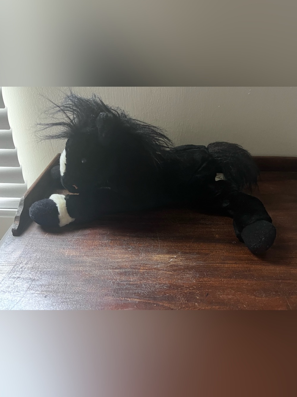 2000 ToysRUs Animal Valley Black and White Horse Plush Toy